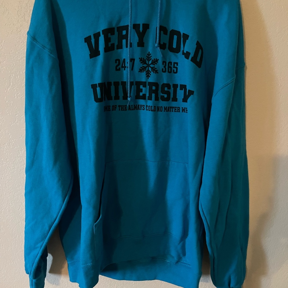 Jerzees Very Cold University Teal Hoodie